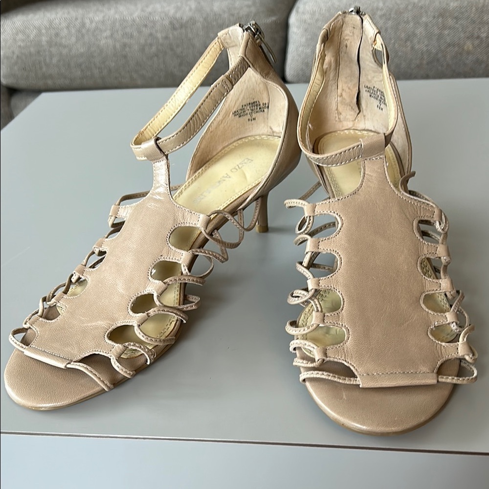 Enzo Angiolini Tan Strappy Heels with Stiletto